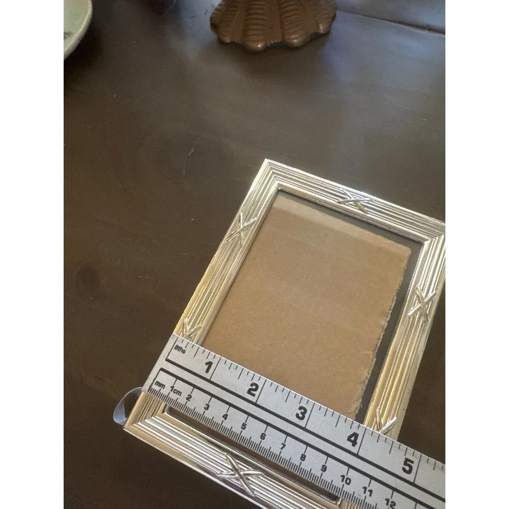 Argento SC Silver Ribbed Picture Frame 4x6 Crisscross X Design Tabletop Decor